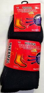 3 Pairs Mens Socks Black Thermal Thick Warm Work Boot Socks Terry loop Size 6-11